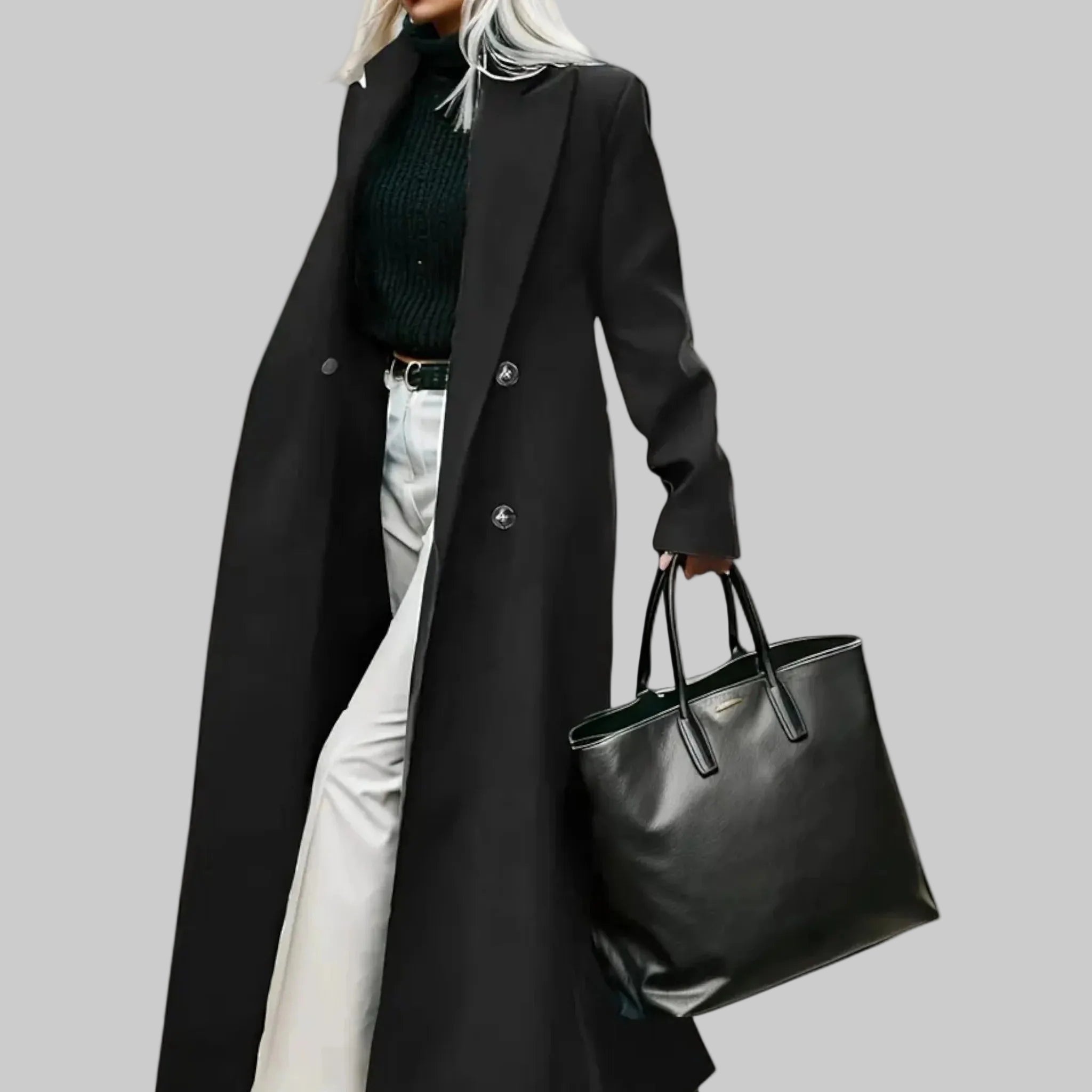 Femme Manteau Long Structuré | Manteau Formel Col Revers