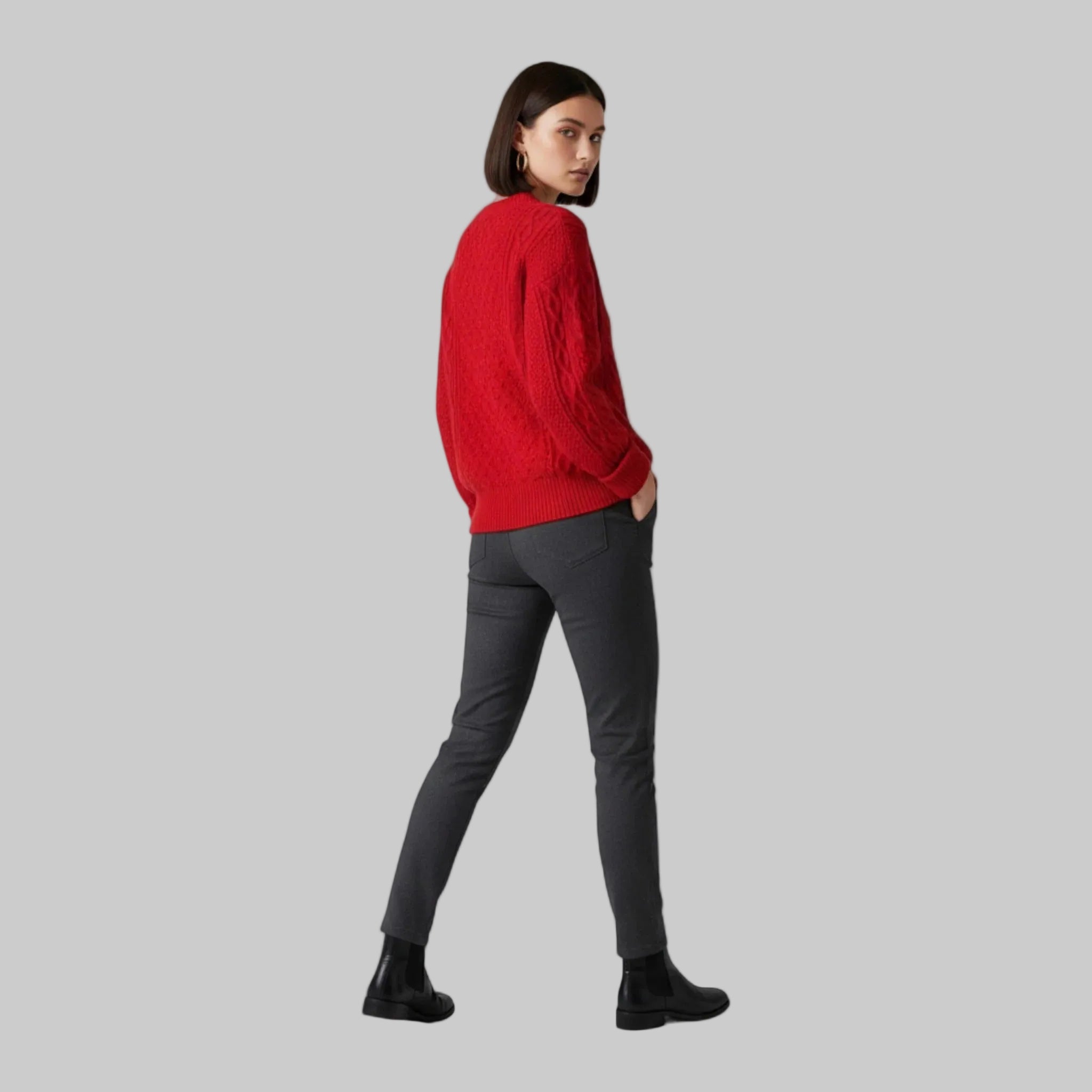 Femme Pull Maille Torsadée Col Rond | Pull Manches Longues