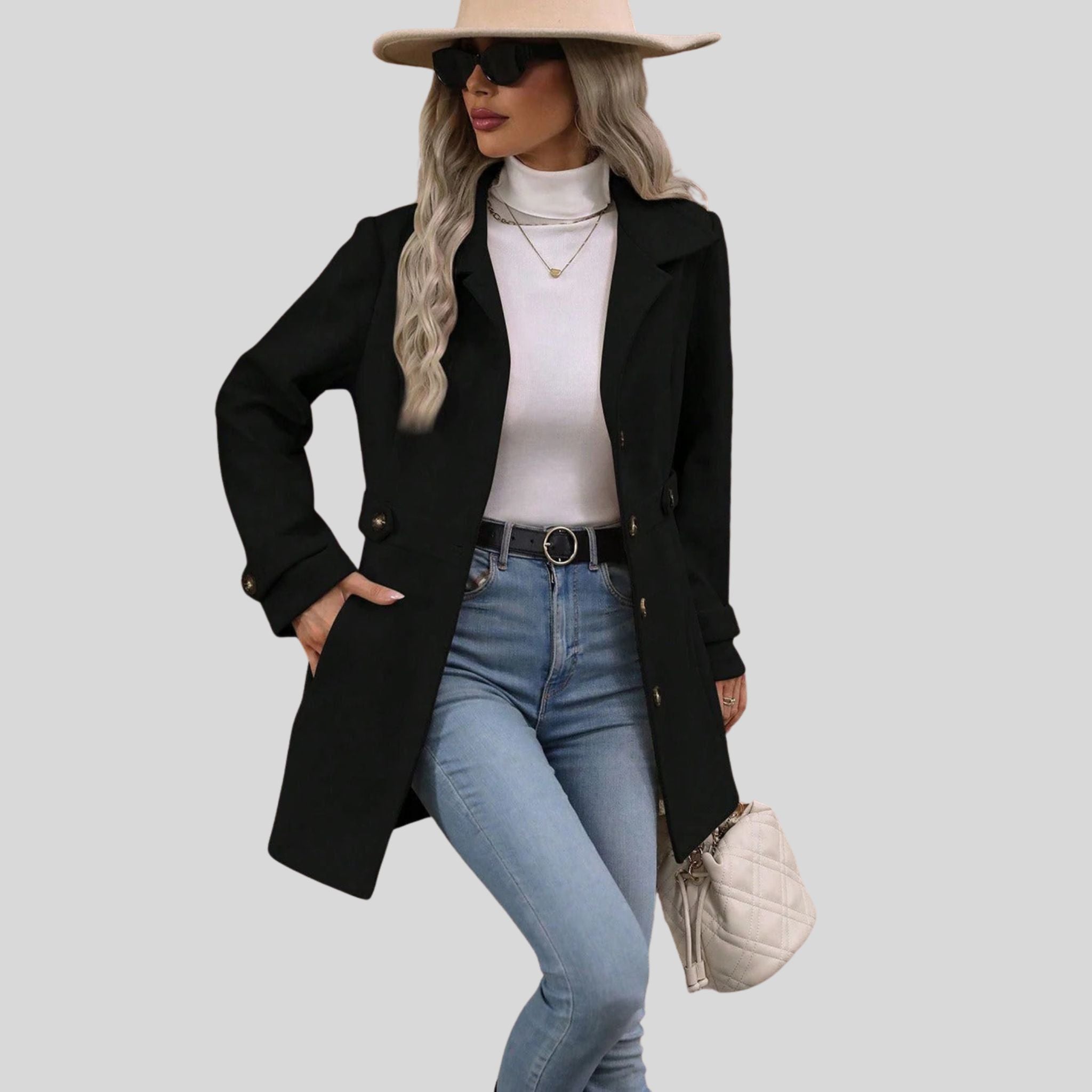 Femme Trench à Ceinture Réglable | Manteau Mi-Saison Femme