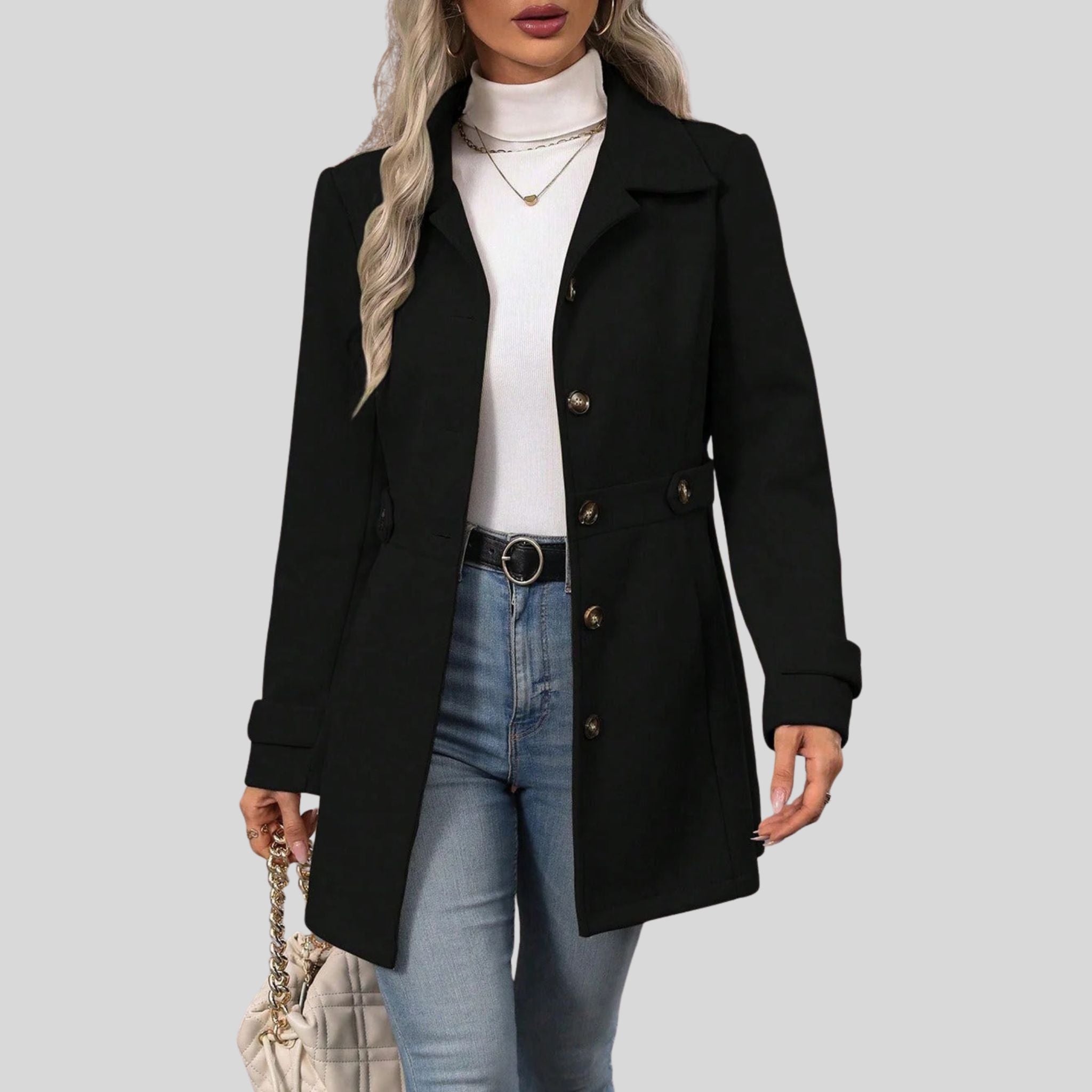 Femme Trench à Ceinture Réglable | Manteau Mi-Saison Femme