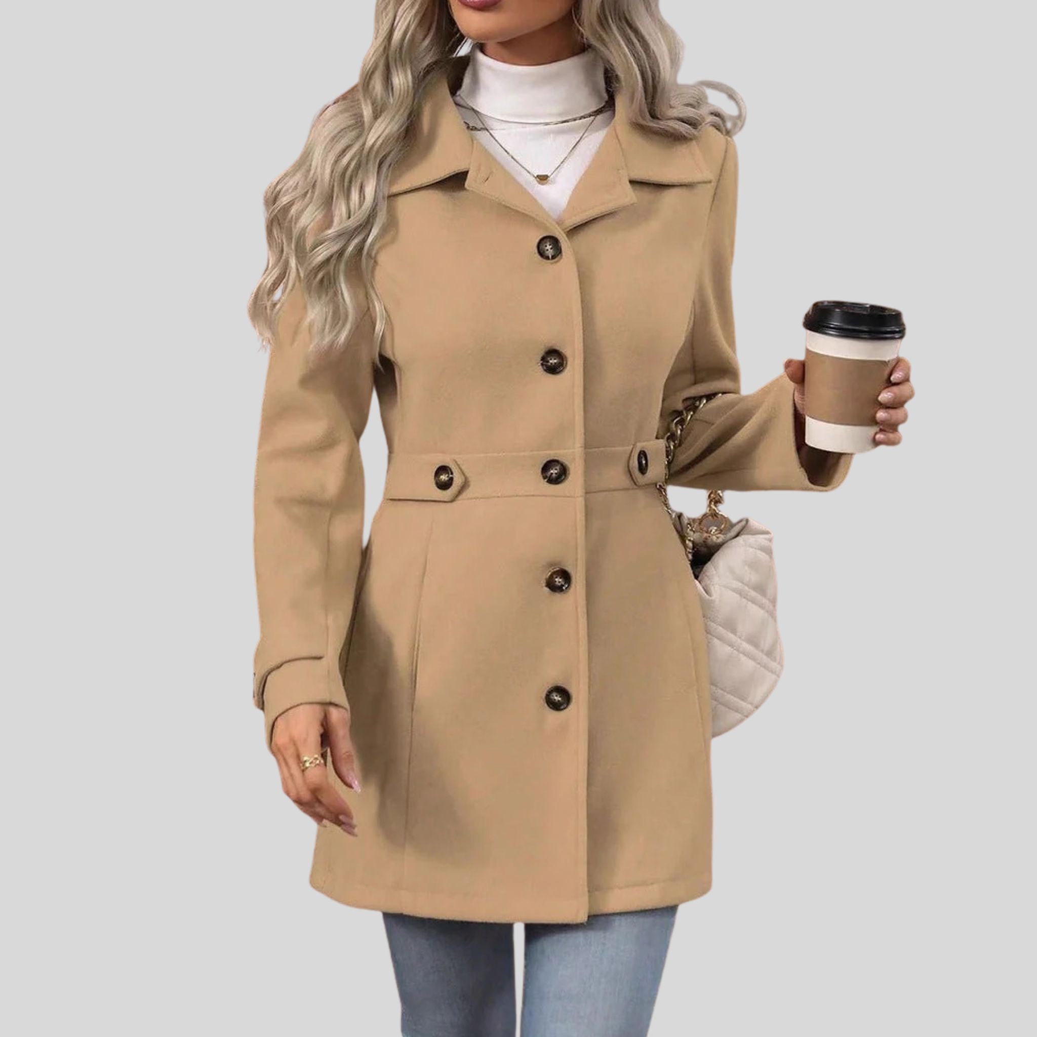 Femme Trench à Ceinture Réglable | Manteau Mi-Saison Femme