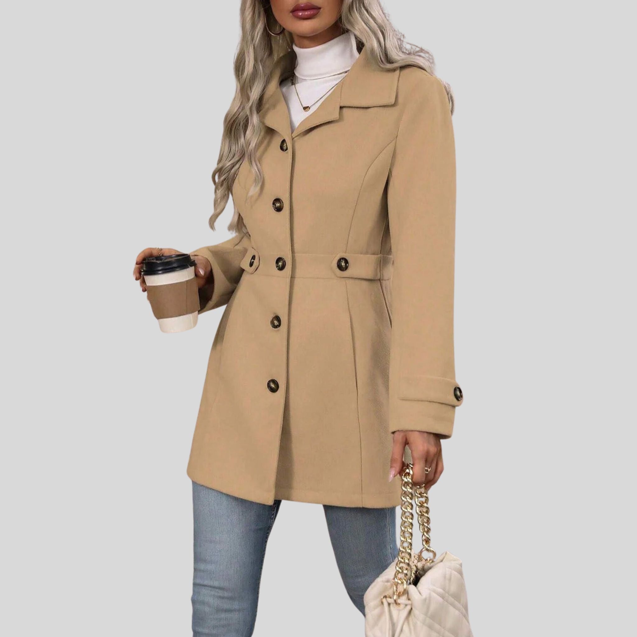 Femme Trench à Ceinture Réglable | Manteau Mi-Saison Femme