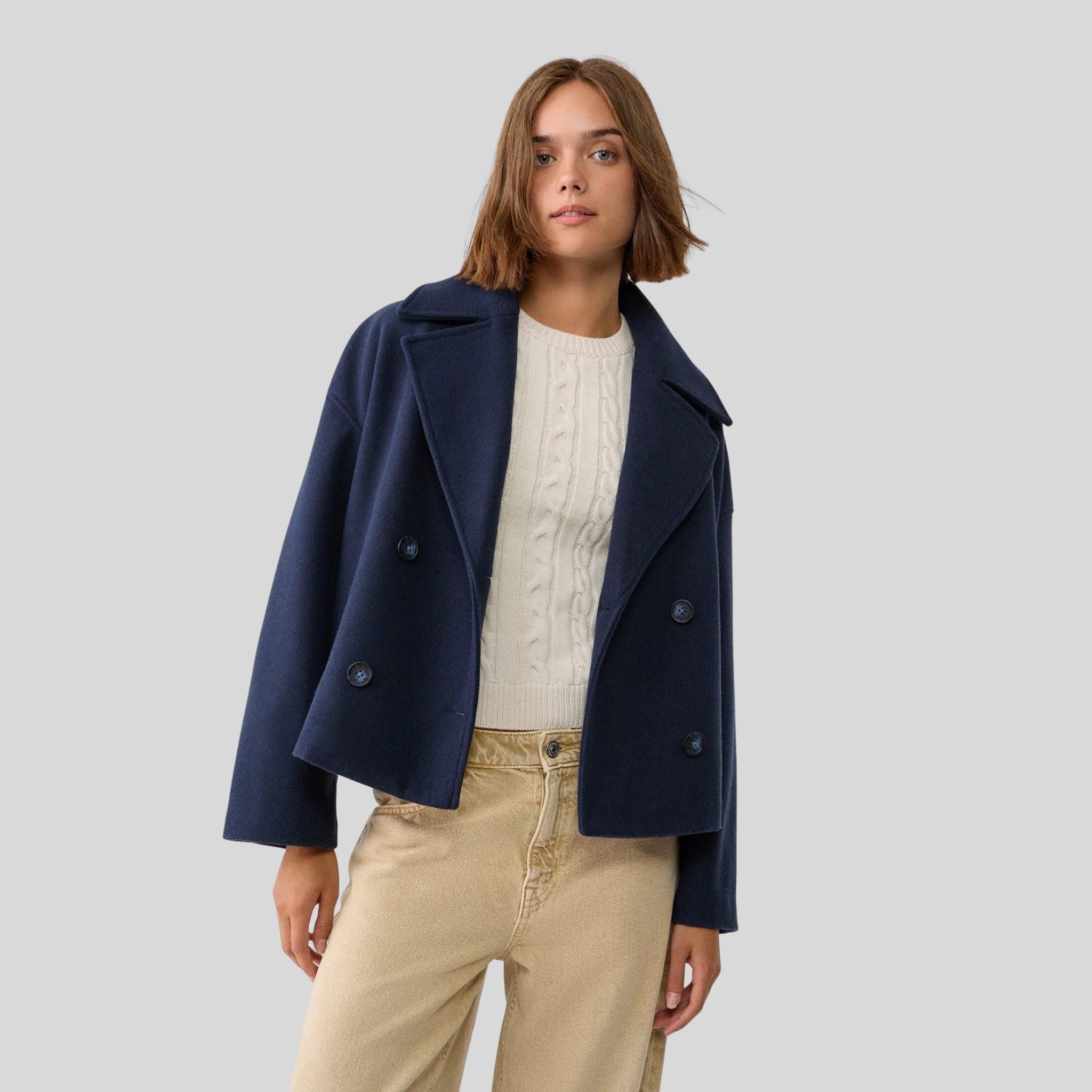 Femme Veste Courte à Boutons Croisés | Veste Courte Femme Élégante