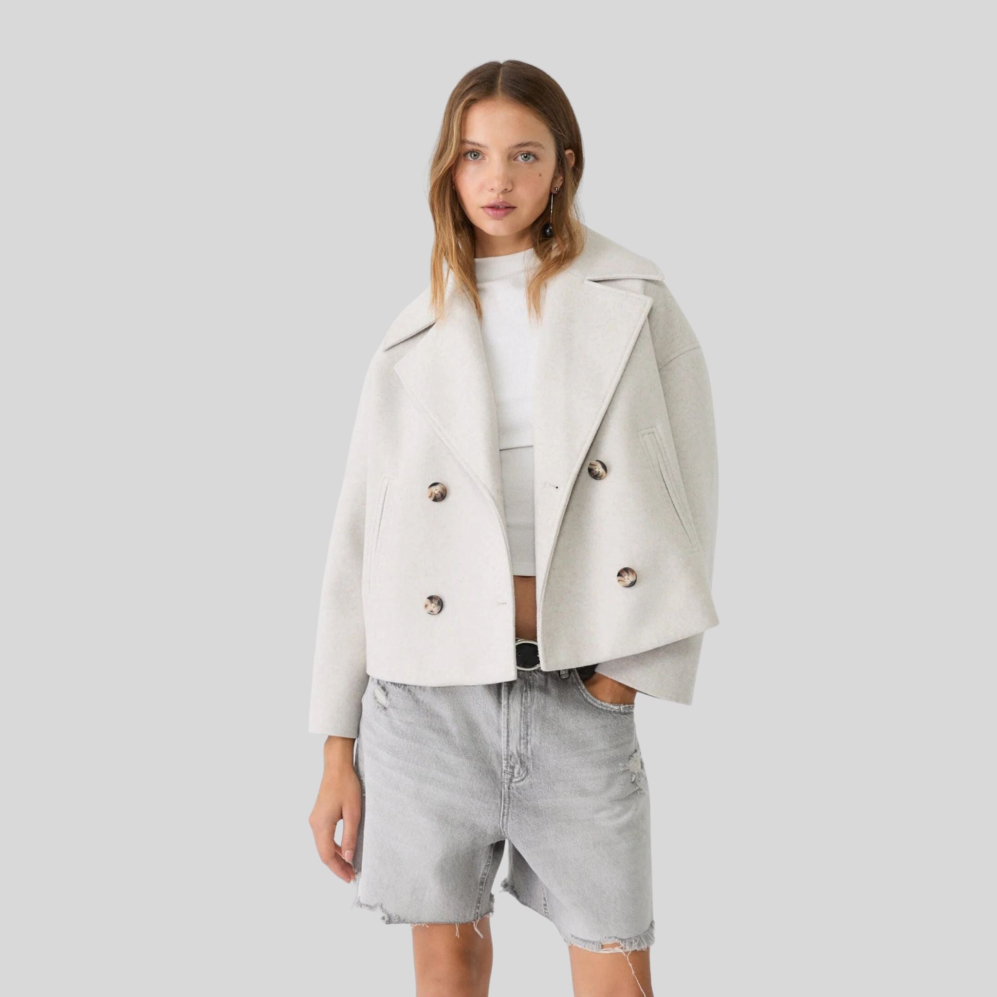 Femme Veste Courte à Boutons Croisés | Veste Courte Femme Élégante
