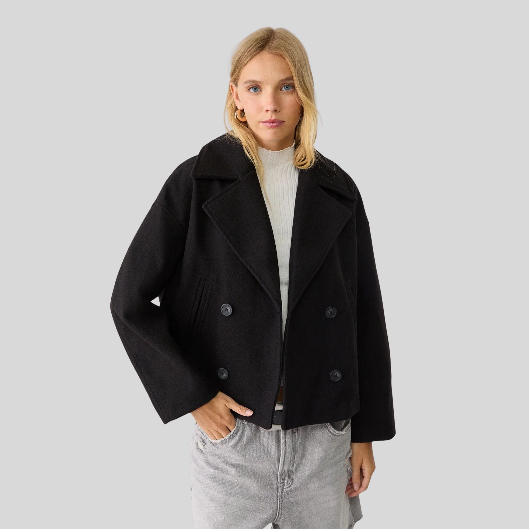 Femme Veste Courte à Boutons Croisés | Veste Courte Femme Élégante