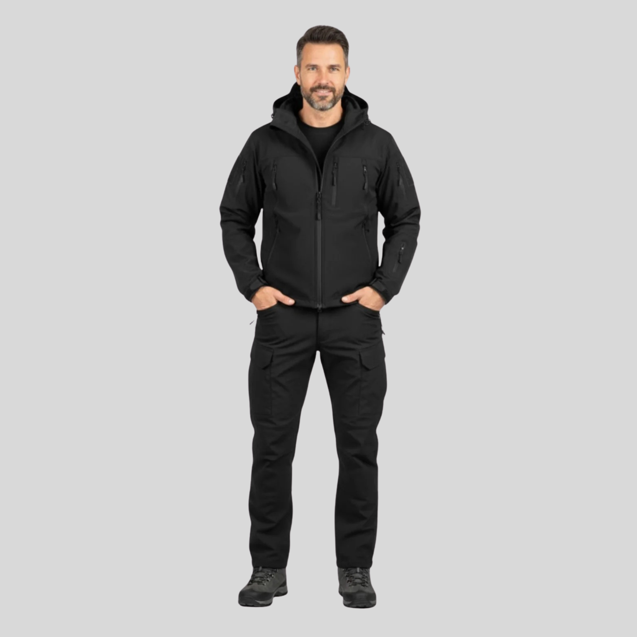Homme Ensemble Veste Extérieure Et Pantalon Cargo | Veste À Capuche Militaire