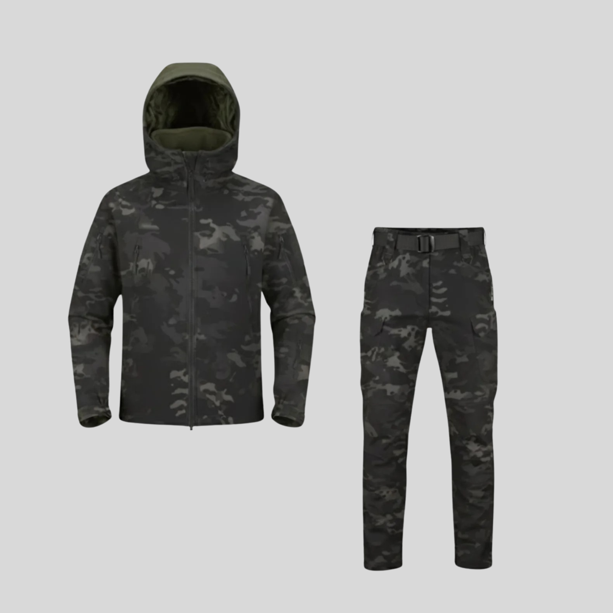 Homme Ensemble Veste Extérieure Et Pantalon Cargo | Veste À Capuche Militaire