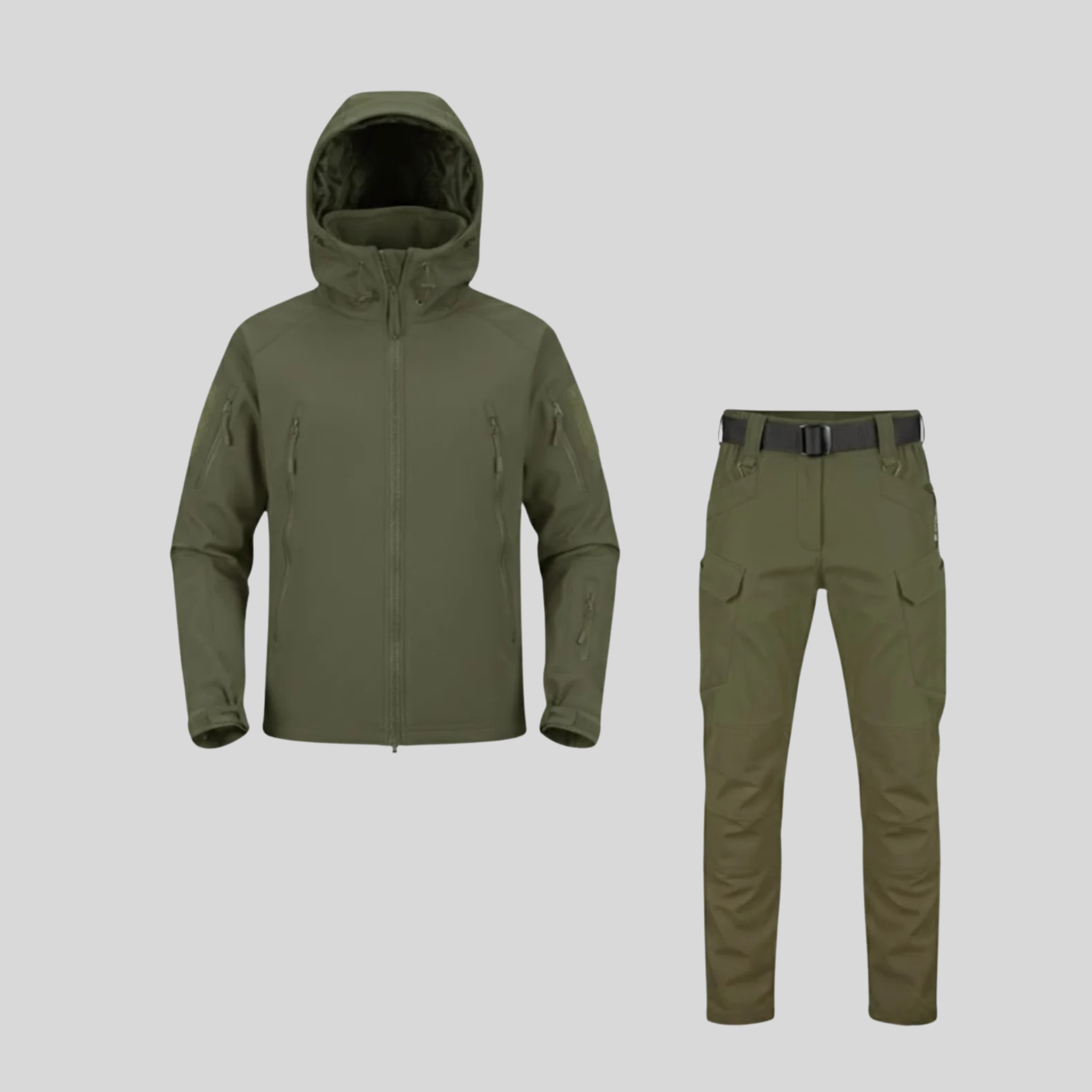 Homme Ensemble Veste Extérieure Et Pantalon Cargo | Veste À Capuche Militaire