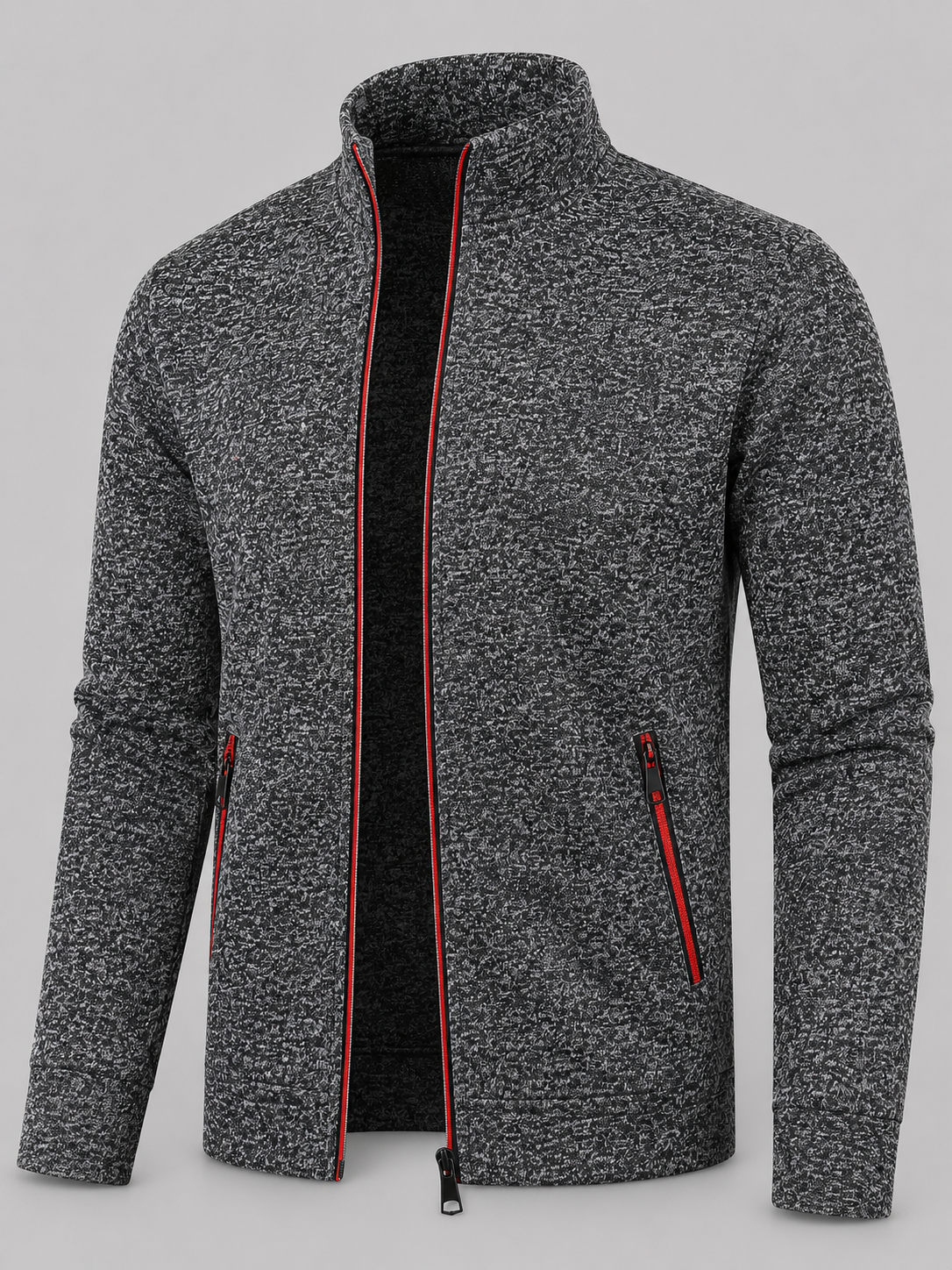 Homme Pull Zippé Col Montant | Veste Tricot Homme Automne Hiver