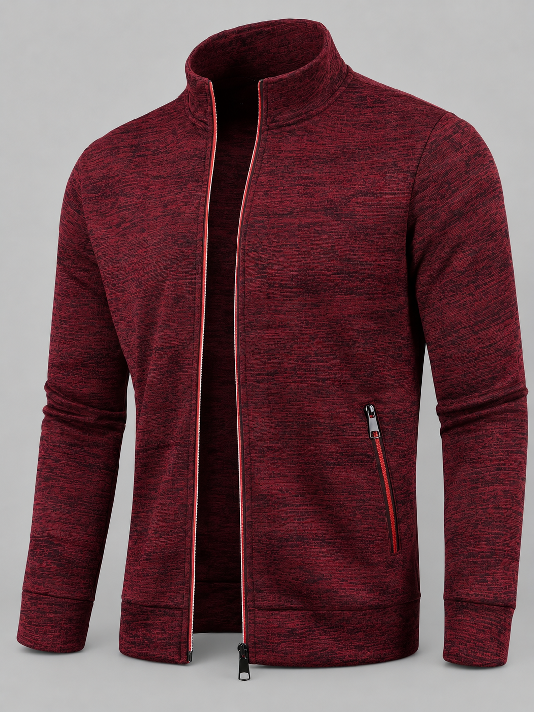 Homme Pull Zippé Col Montant | Veste Tricot Homme Automne Hiver
