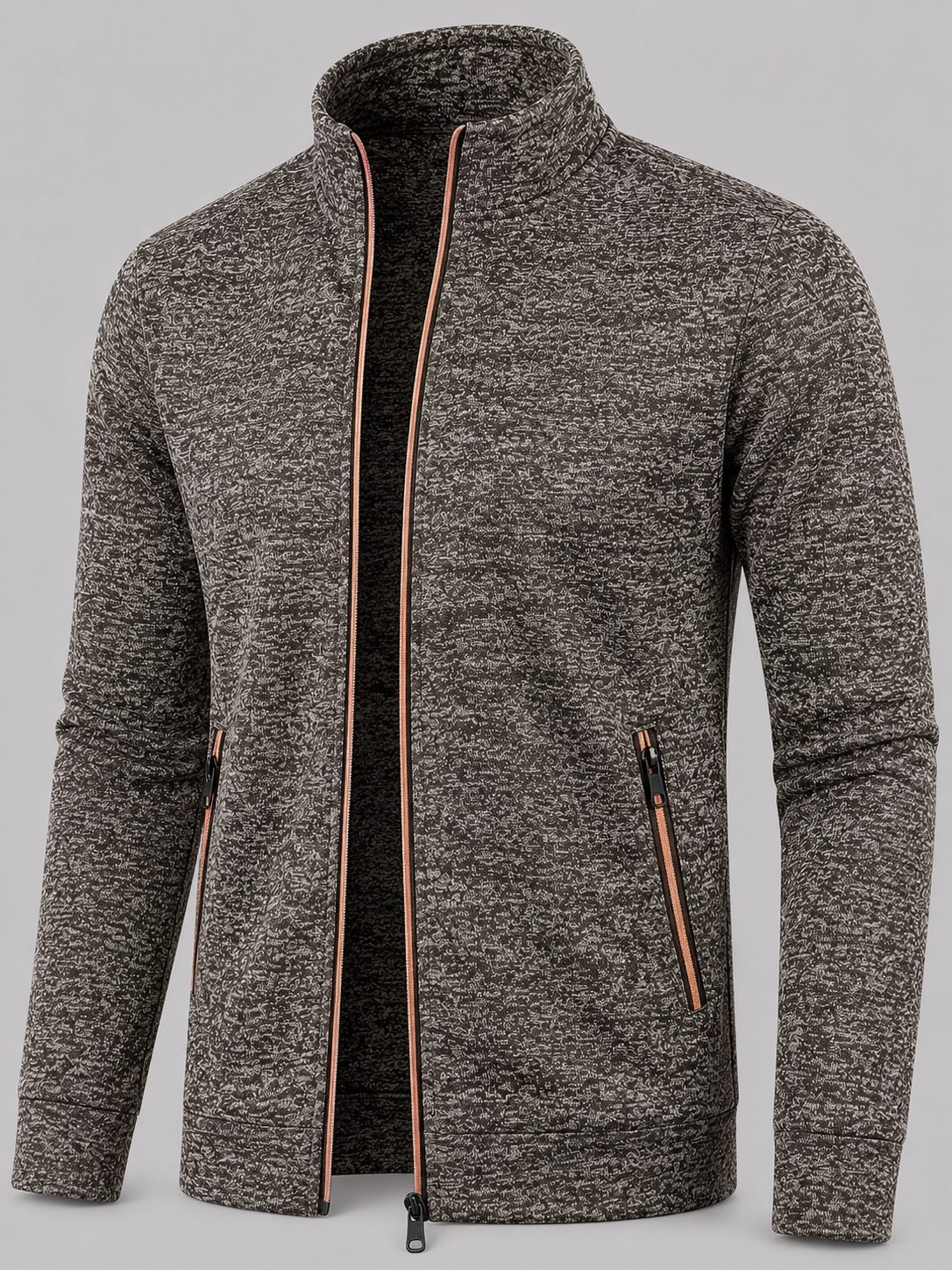 Homme Pull Zippé Col Montant | Veste Tricot Homme Automne Hiver