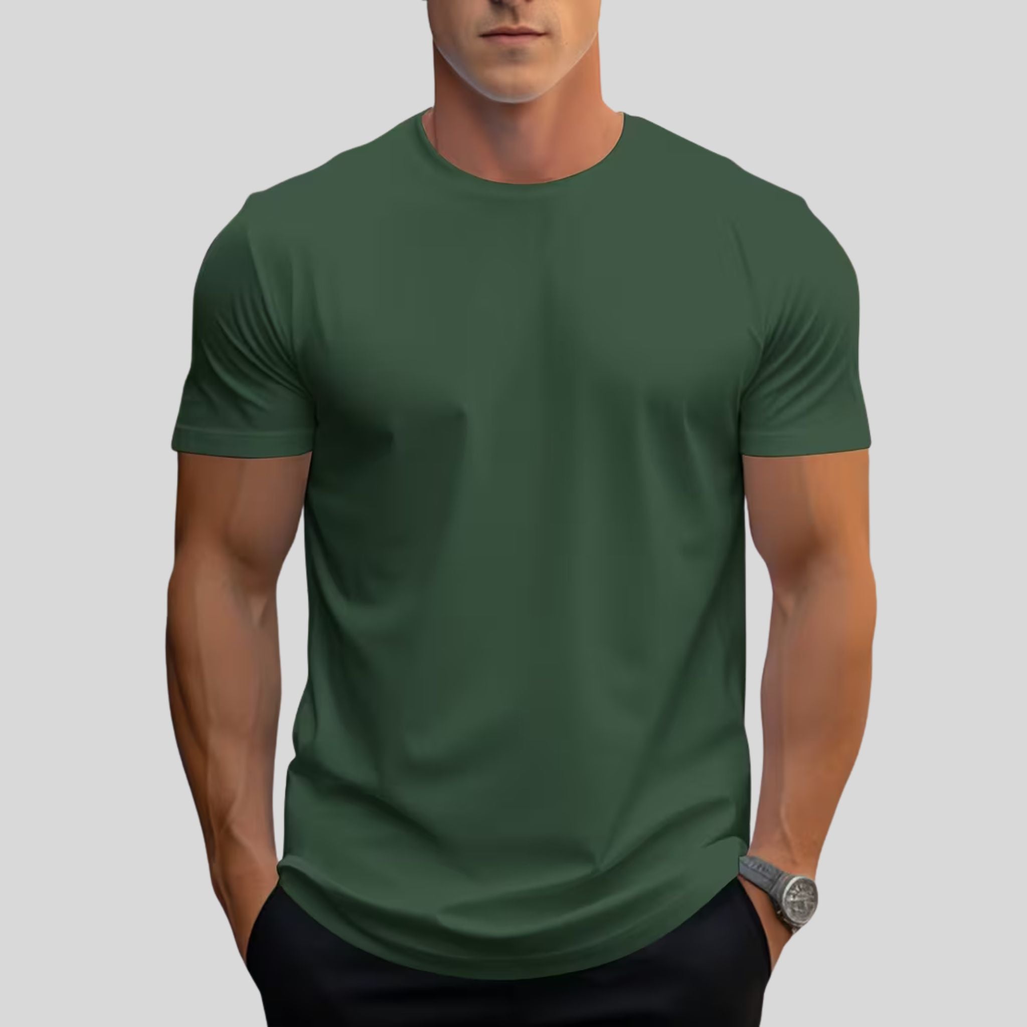 Homme T-Shirt Uni Col Rond | T-Shirt Homme Manches Courtes Été