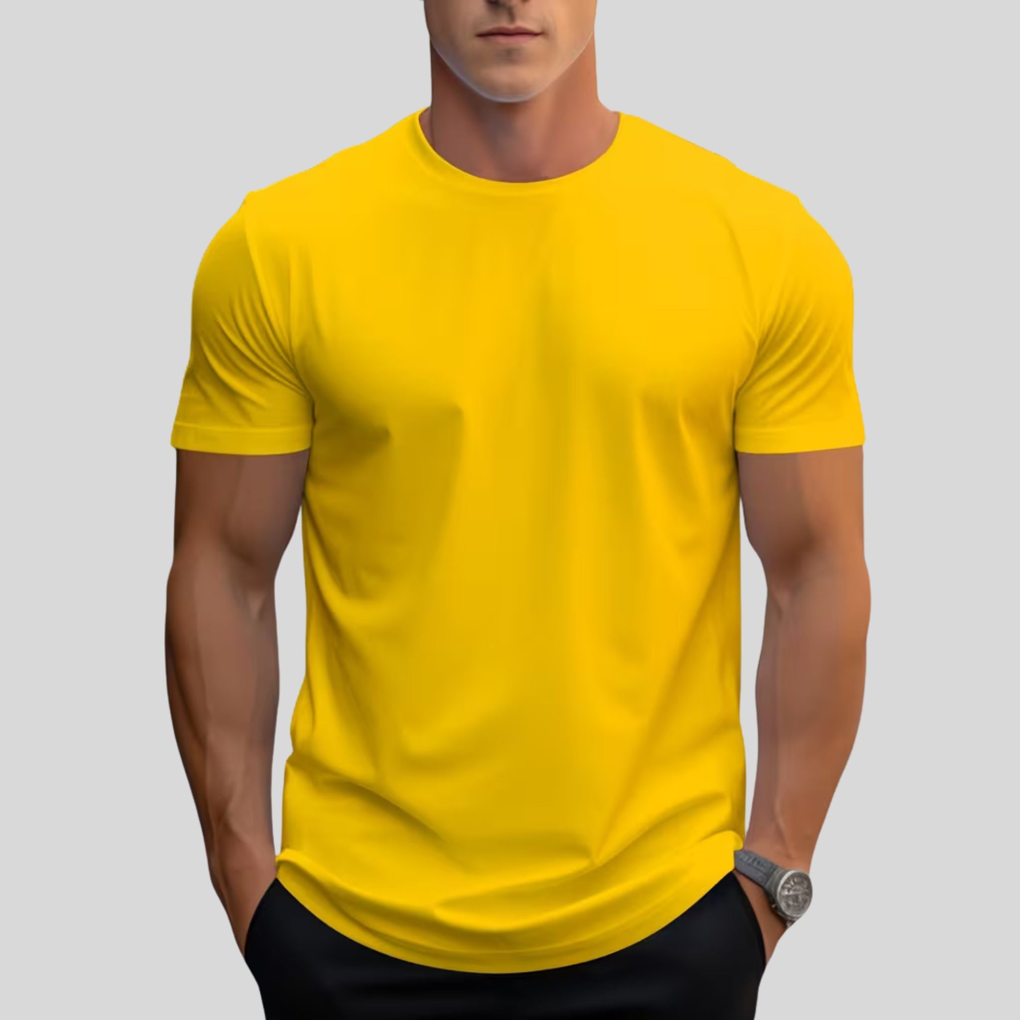 Homme T-Shirt Uni Col Rond | T-Shirt Homme Manches Courtes Été