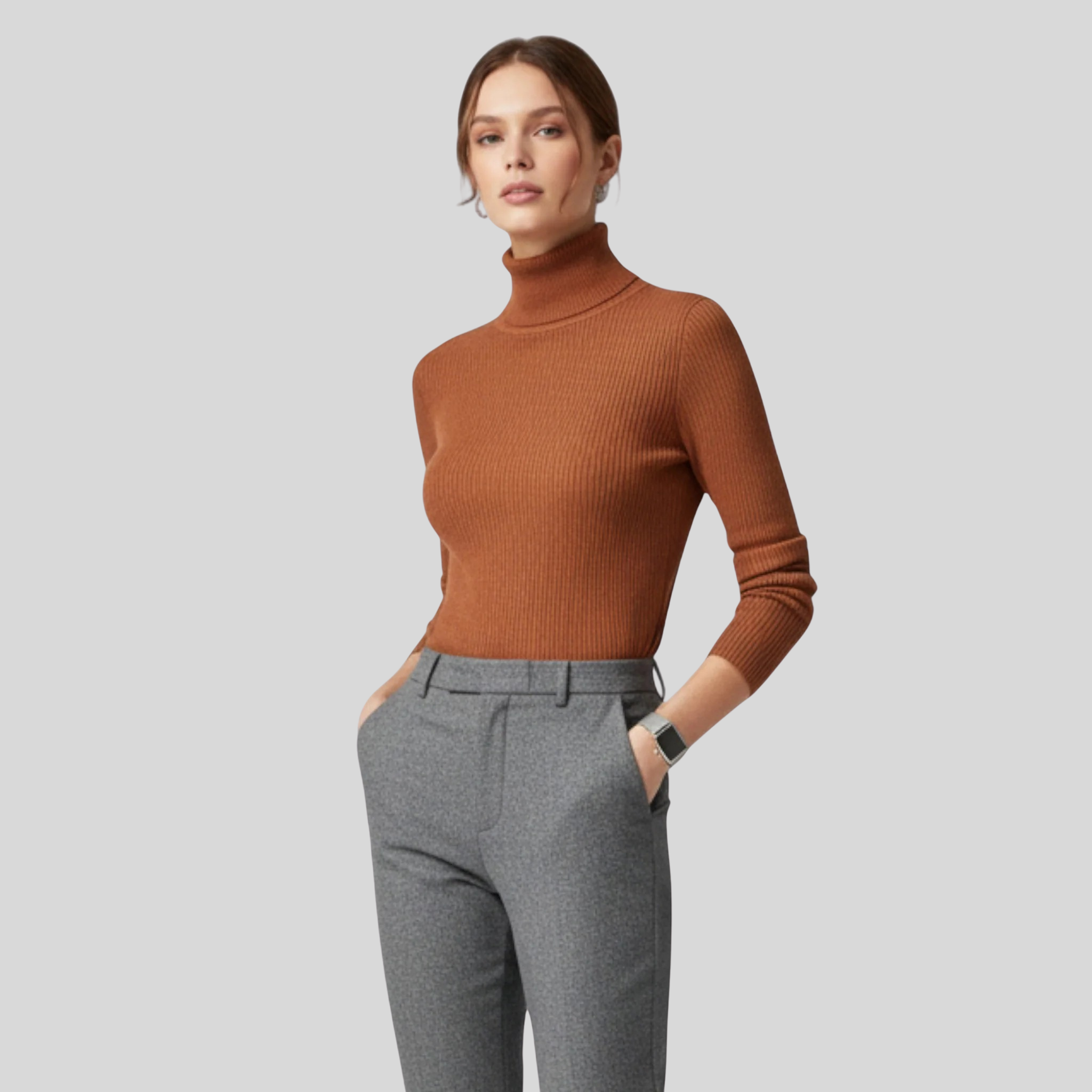 Femme Pull Col Roulé Maille Fine | Pull Manches Longues