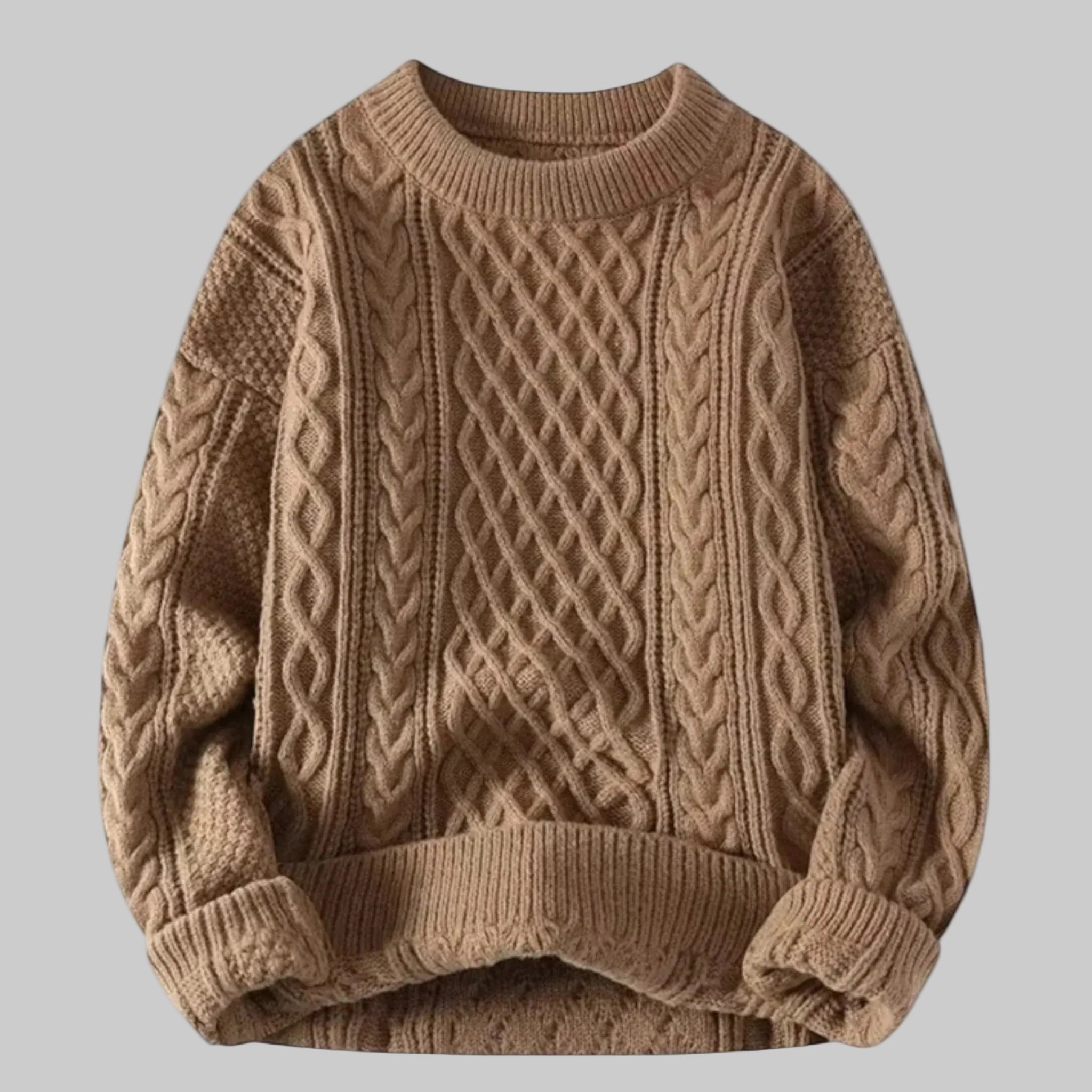 Femme Pull Maille Torsadée Col Rond | Pull Manches Longues