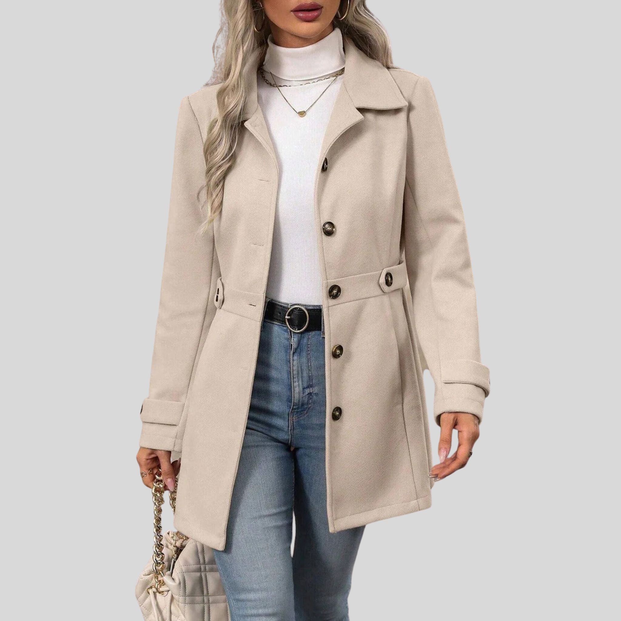 Femme Trench à Ceinture Réglable | Manteau Mi-Saison Femme