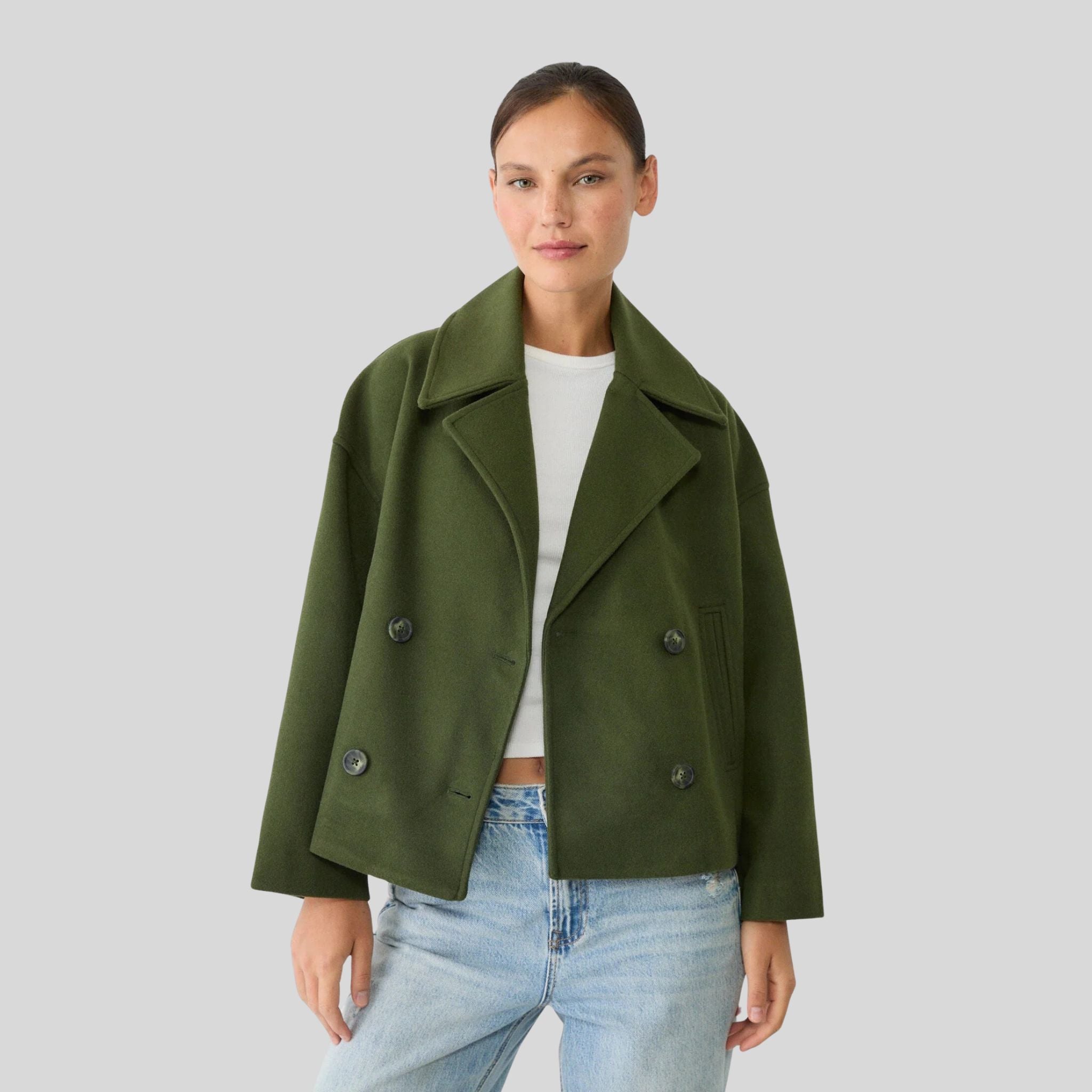 Femme Veste Courte à Boutons Croisés | Veste Courte Femme Élégante