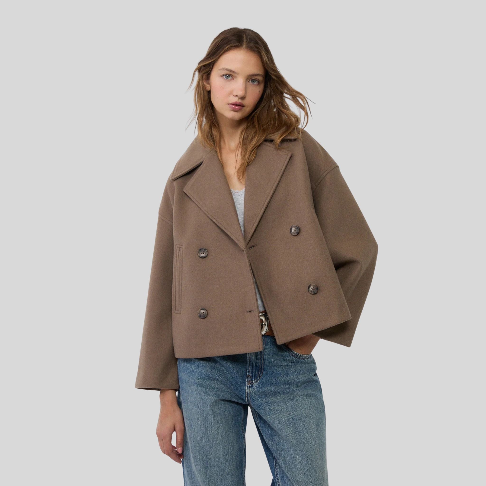 Femme Veste Courte à Boutons Croisés | Veste Courte Femme Élégante