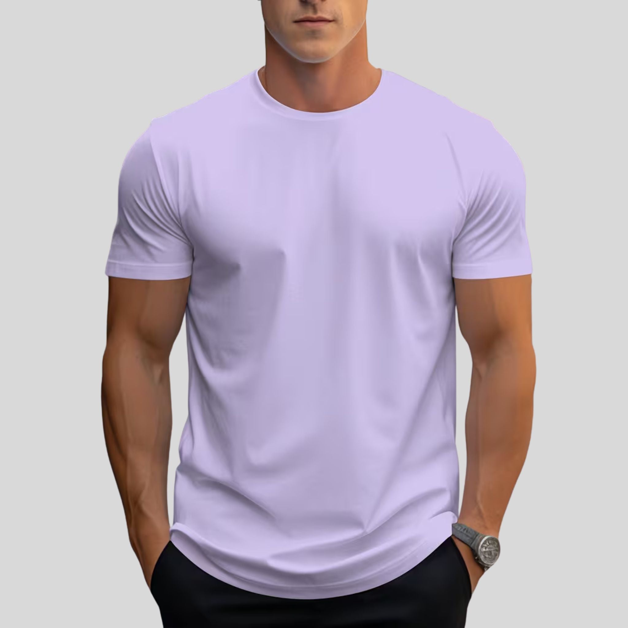 Homme T-Shirt Uni Col Rond | T-Shirt Homme Manches Courtes Été